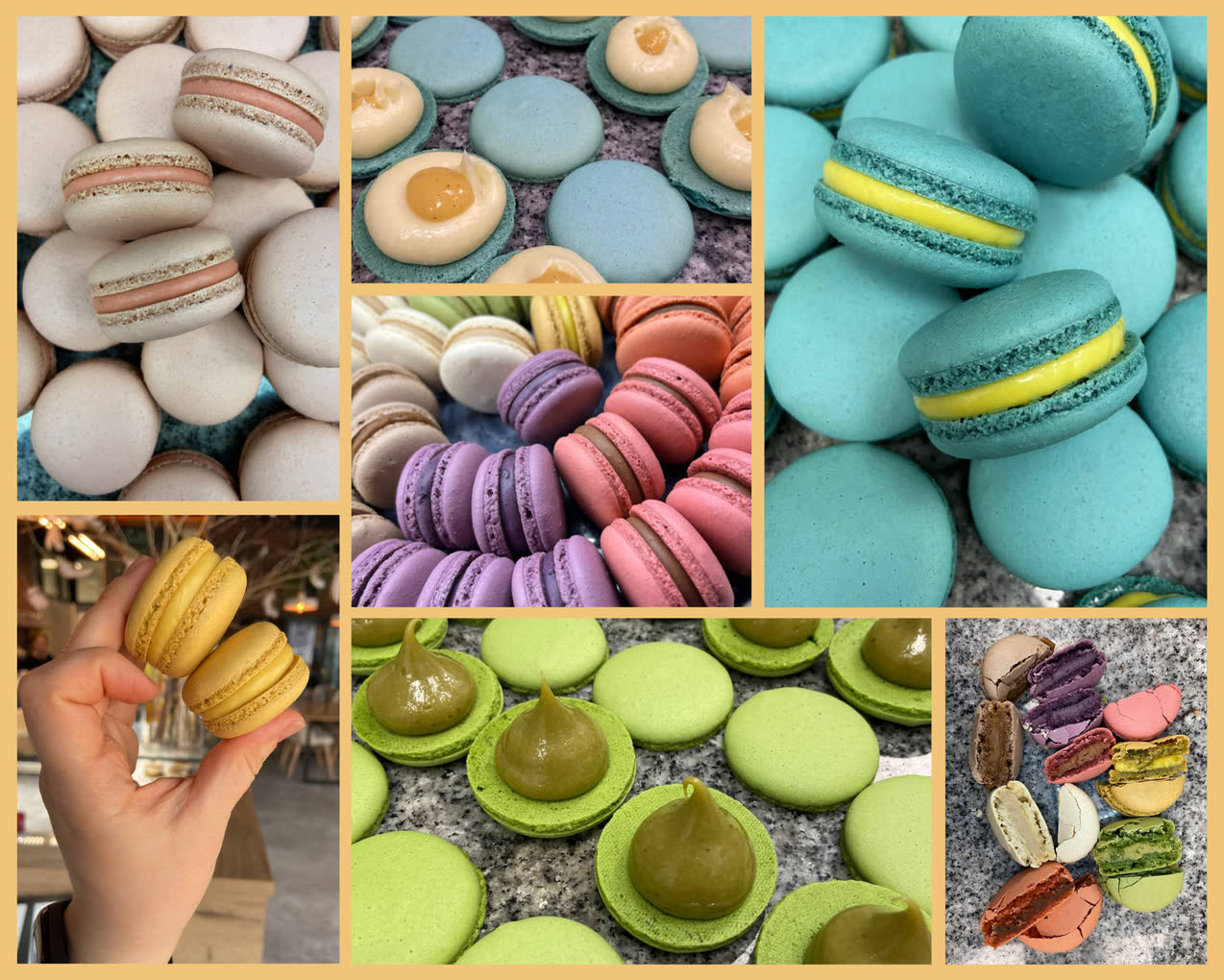 Різноманітні macarons, приготовані за авторськими рецептами